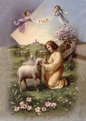 Un ange et un agneau au printemps